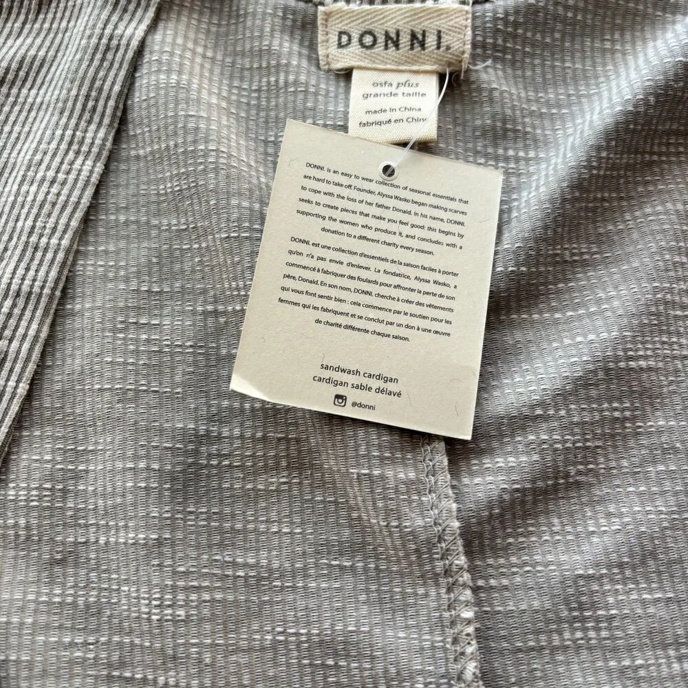 Anthropologie Donni Sandwash Grey Ribbed Cardigan NWT Size OSFA Plus
